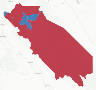 San Benito Prop 50 result map