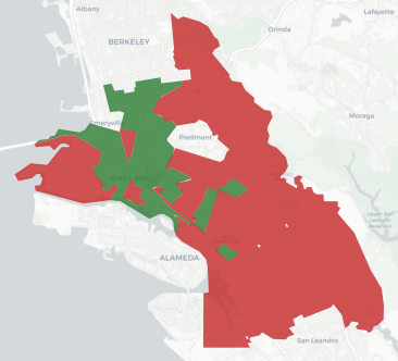 City of Oakland Measure E results map
