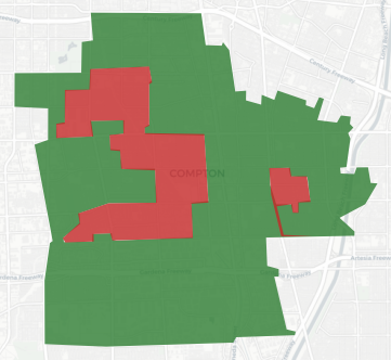 Compton Unified School District Measure CPT results map