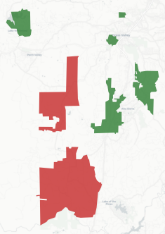 Nevada City School District Measure H results map