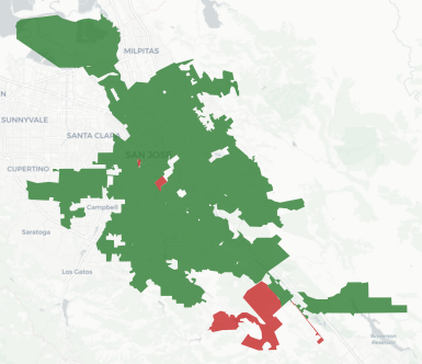 City of San Jose Measure A results map