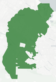 Palo Alto Unified School District Measure B results map