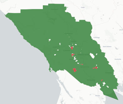 Sonoma-Marin Area Rail Transit District Measure B results map