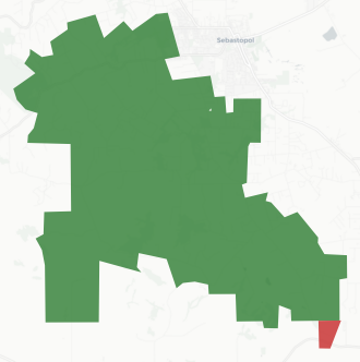 Twin Hills Union School District Measure A results map
