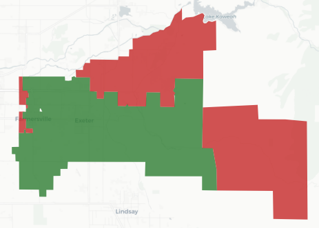 Exeter Public Cemetery District Measure O results map